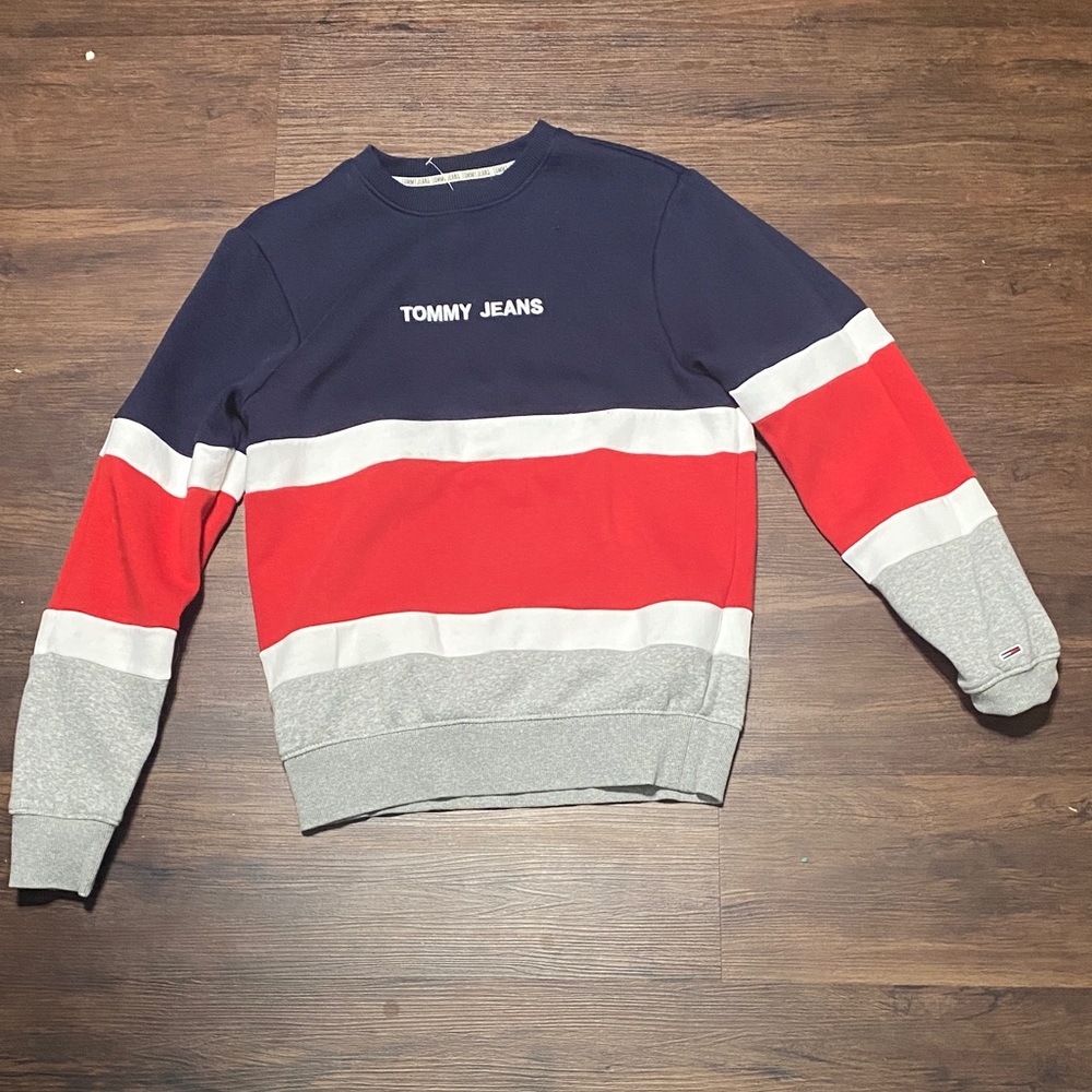 Tommy Hilfiger Men's Crewneck Sweater - Navy, Red, and Gray